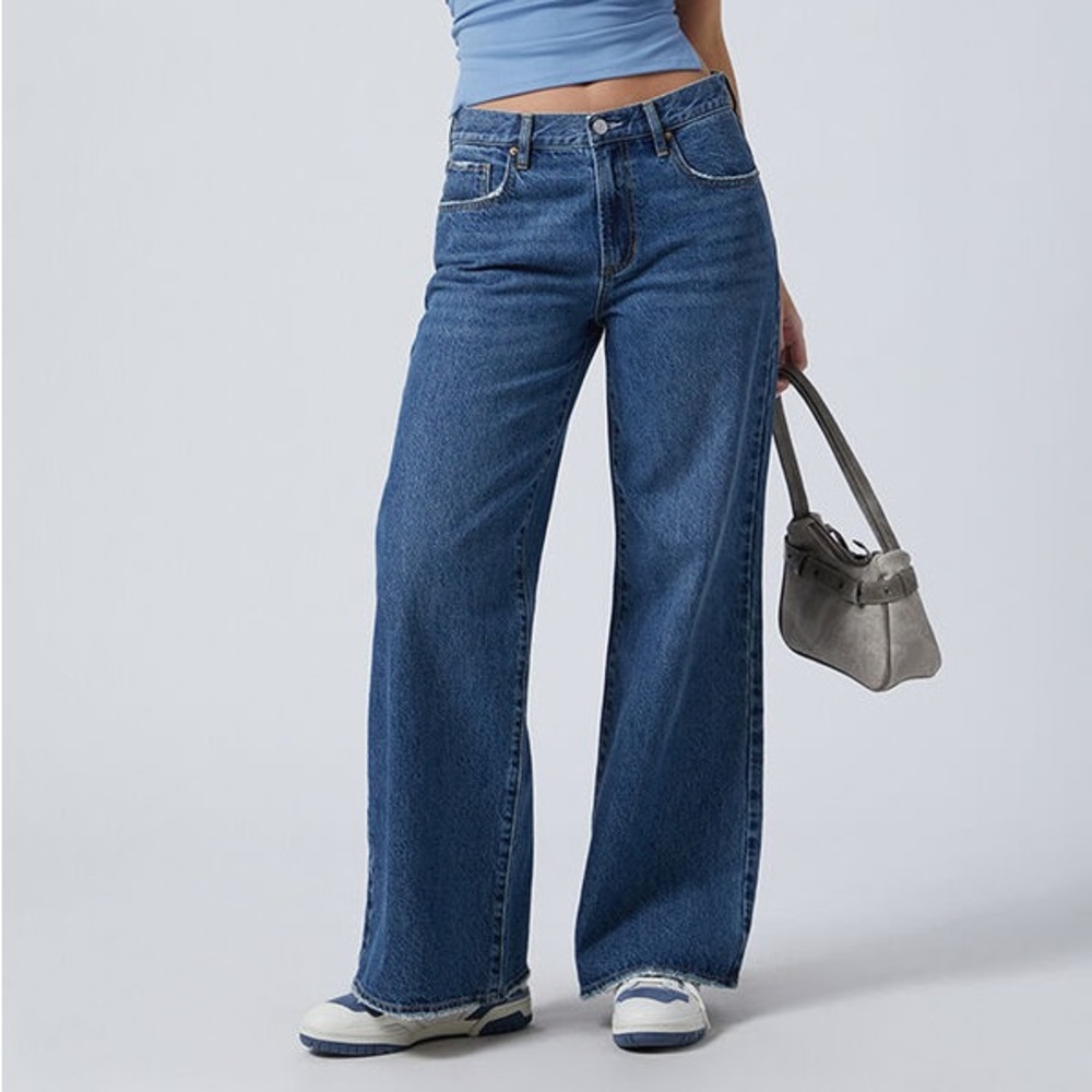 PacSun Lena Low Rise Baggy Jeans Womens 32 / 14 Dark Indigo Y2K Wide Leg